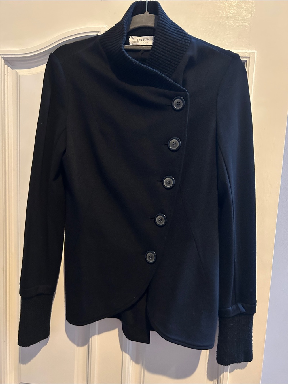 Bailey 44 Black Asymmetrical Button Blazer